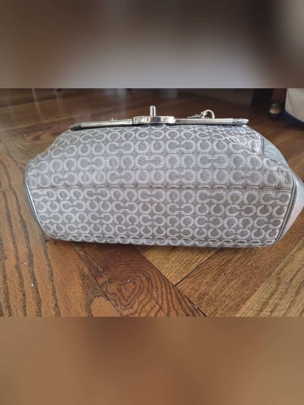 Coach 2013 Gray Madison Needlepoint Op Art Satchel  (25215) - Picture 6 of 10